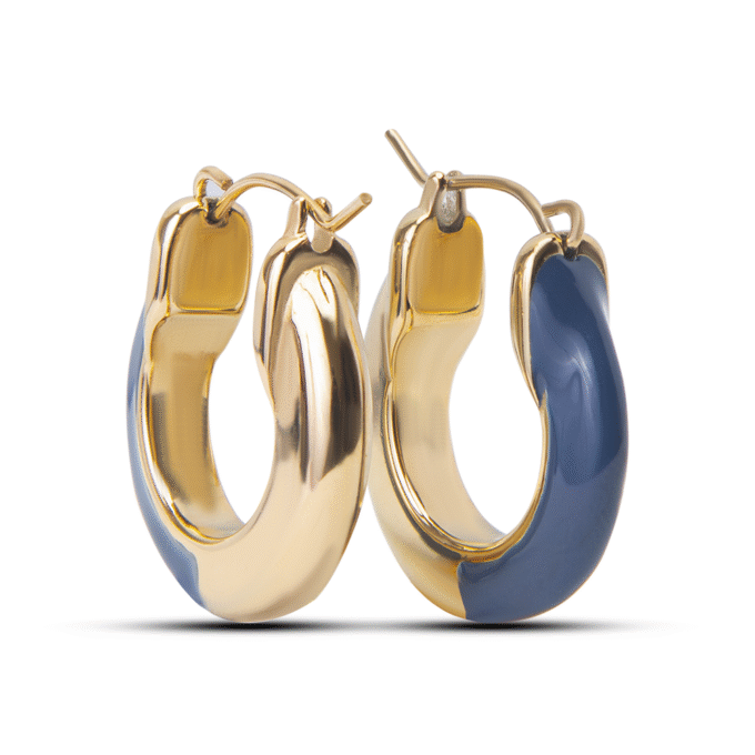 Blue 18kt Gold-Plated Hoop Earrings