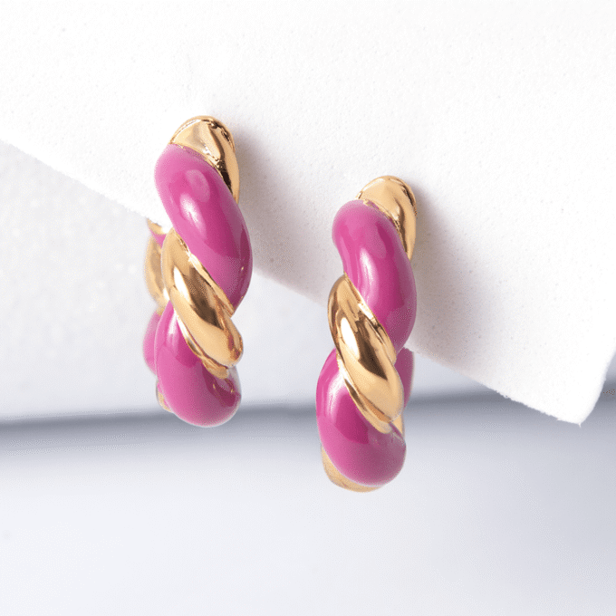 Pop Red Twist Yellow Earrings