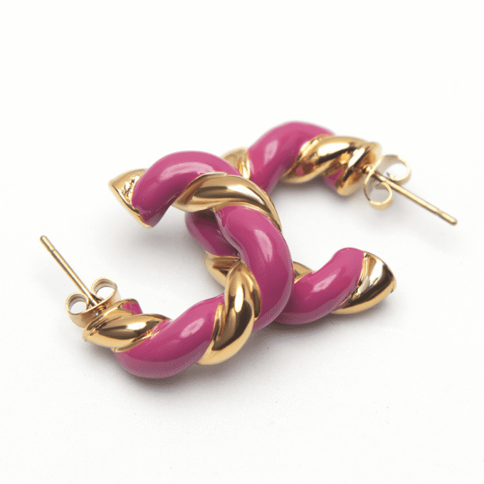 Pop Red Twist Yellow Earrings
