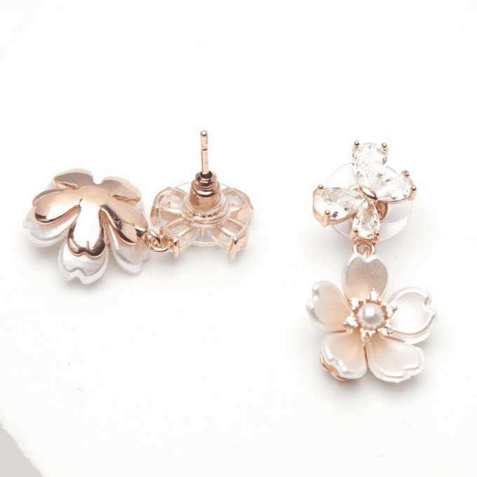 Rose Gold Plated Flower Pearl Earrings