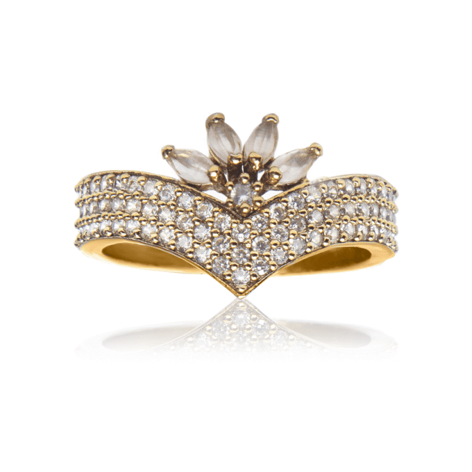 Peach Crown Zircon American Diamond Ring
