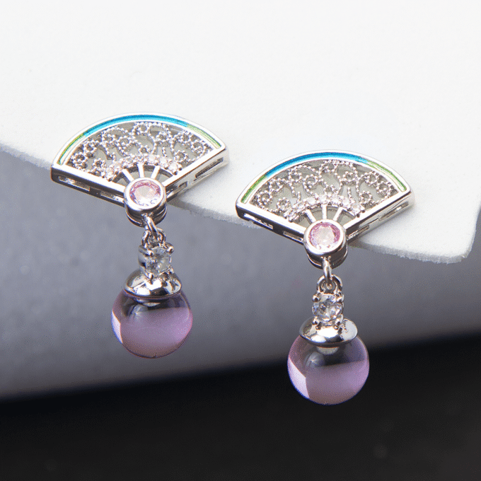 Silver Plated American Diamond Pink Stud Earrings