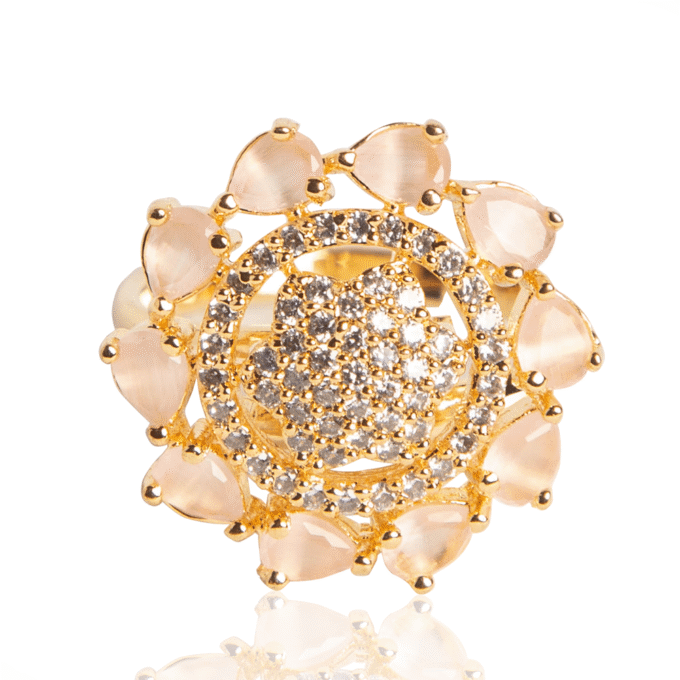 Gold Plated CZ-Studded Handcrafted Ring