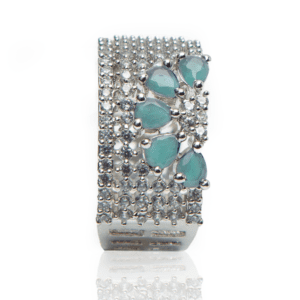 Azure Blossom AD Finger Ring Elegant Floral American Diamond