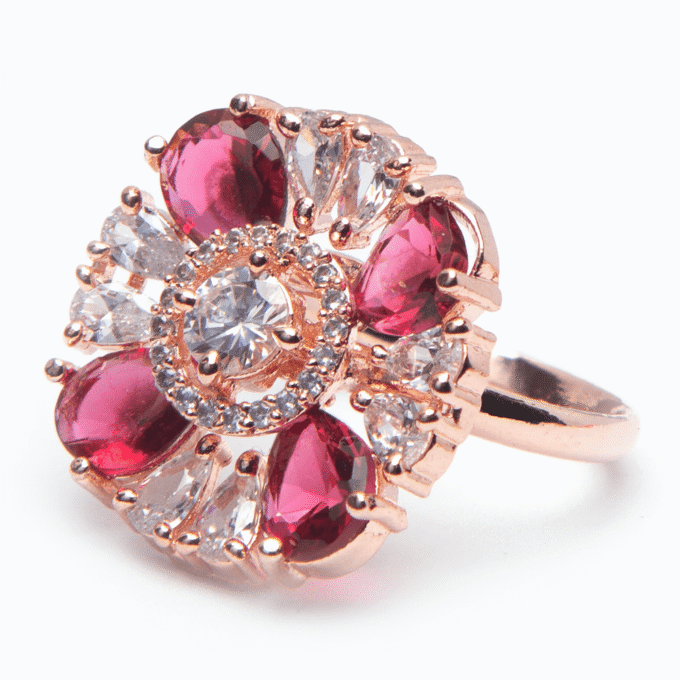 American Diamond Rose Gold Cubic Zirconia Ring