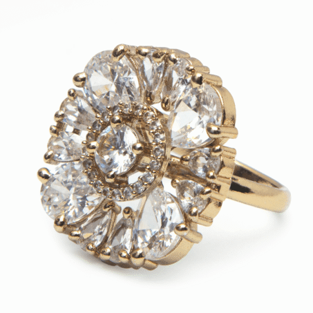 American Diamond Gold Plated Cubic Zirconia Ring