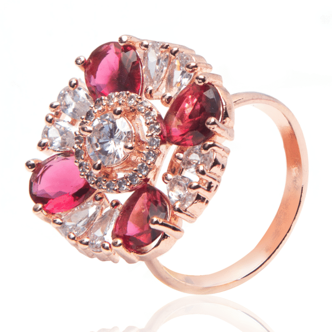 American Diamond Rose Gold Cubic Zirconia Ring