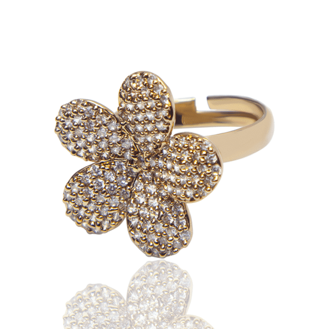 Nature inspired Blooming Flower AD Ring