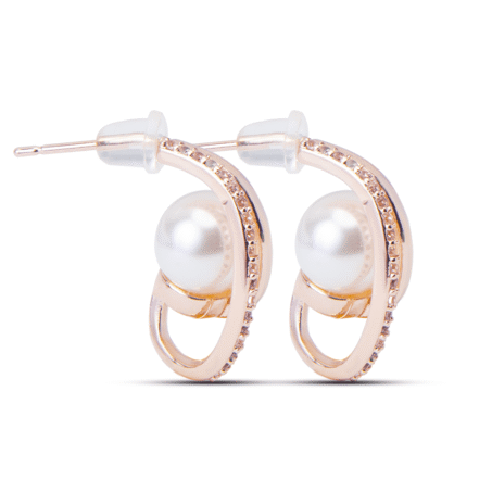 Rose Gold Color English Pearl Earrings