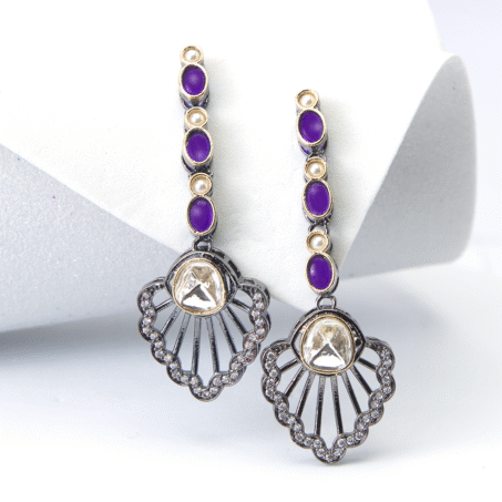 Two-Tone Finish Violet AD & Tanzanite Dangler Earrings
