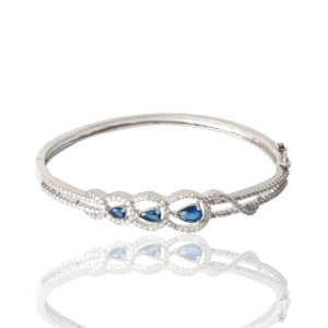 Blue American Diamond Silver Plated Bracelet