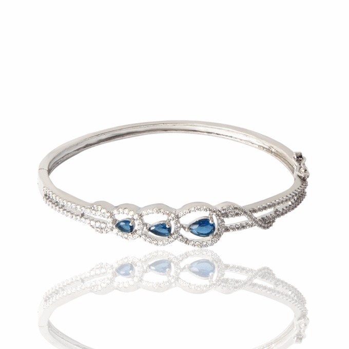 Blue American Diamond Silver Plated Bracelet