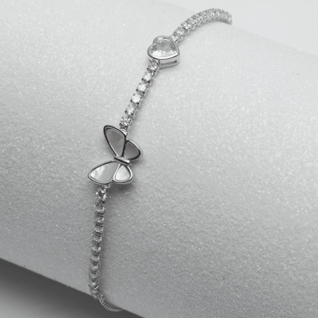 American Diamond Butterfly & Heart Bracelet