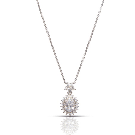 Silver Zircon Jewelry with AD Pendant Necklace