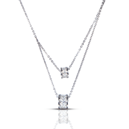 Double Strand Simulated Diamond Necklace