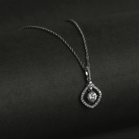 Square Simulated American Diamond Necklace