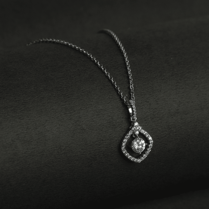 Square Simulated American Diamond Necklace