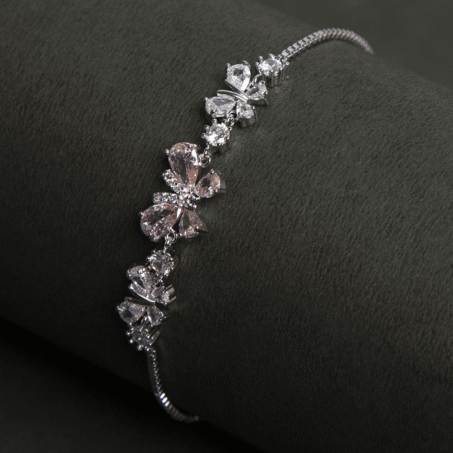 Pink Butterfly Bracelet in Silver plated with Fancy Treated