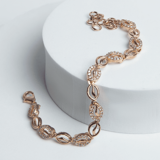 American Diamond Copper Gold CZ Chain Bracelet