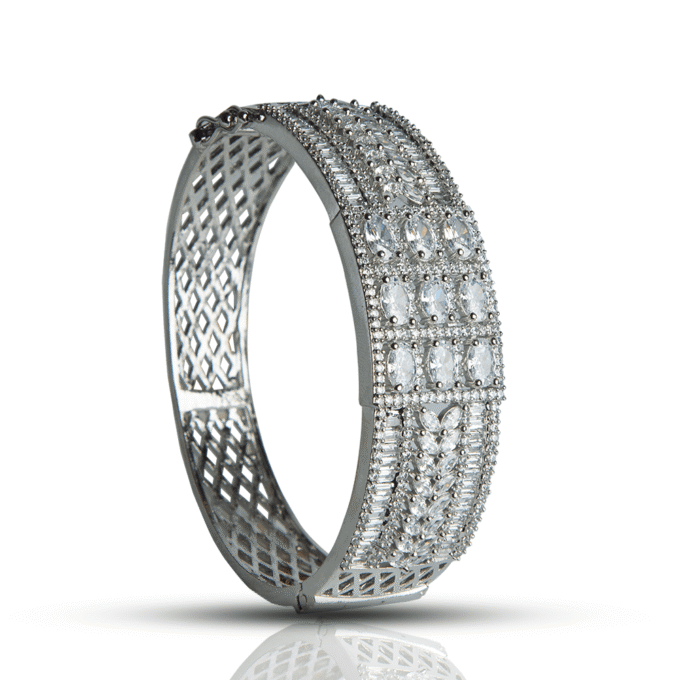 Silver-Plated AD Handcrafted Bangle-Style Bracelet