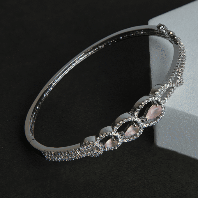 Pink American Diamond Silver-Plated Bracelet