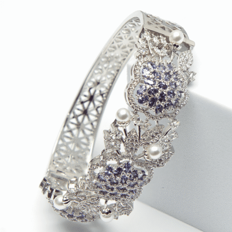 Beautiful Violet Rhinestone Crystal Stretch AD Bracelet