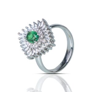 Secret Garden' Green CZ Stone Silver Plated Ring