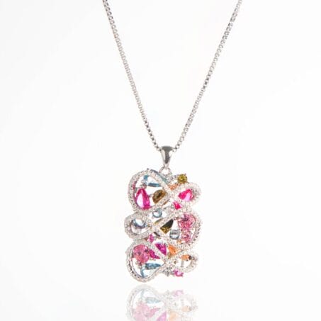 Colorful CZ Stone Luck Pendant Chain Necklace