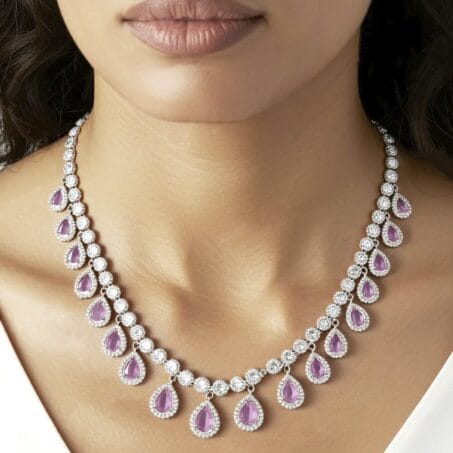 Pink Majestic Rich Necklace Set with Earrings