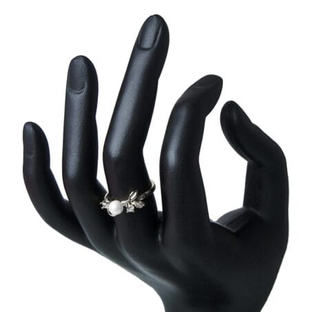 Enhanced Garden Silver Plated Pearl Finger Ring