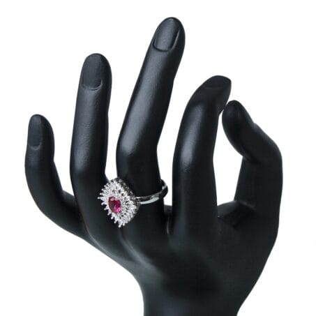 Secret Garden' Red CZ Stone Silver Plated Finger Ring