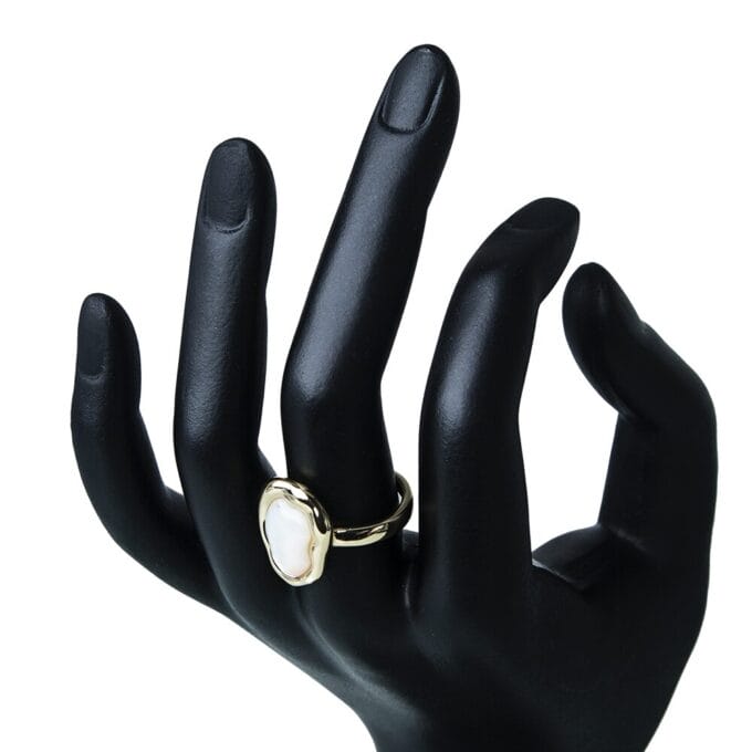 Gold Plated Irregular Pearl Finger Ring