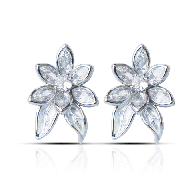 Unique Floral Shape Cubic Zirconia Earrings