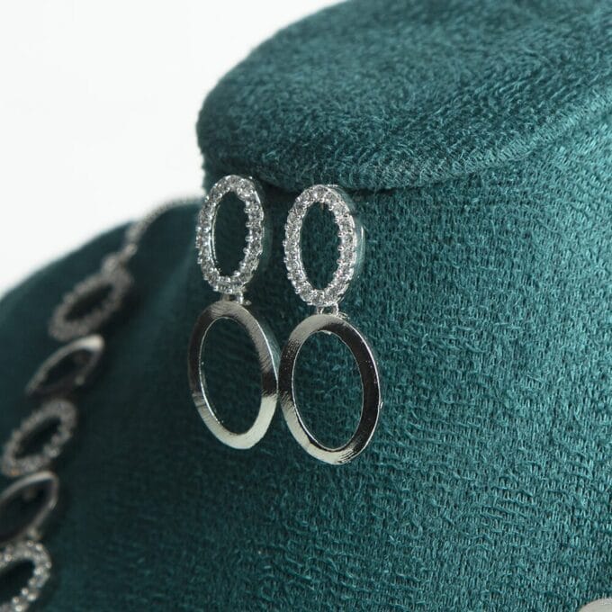 Oval Elegance! Beautiful CZ Stone Necklace with Earrings Combo