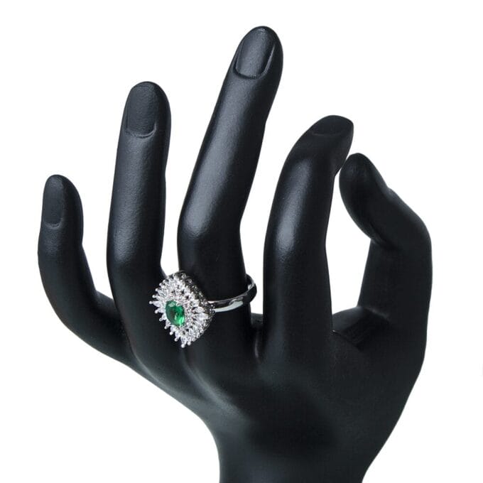 Secret Garden' Green CZ Stone Silver Plated Ring