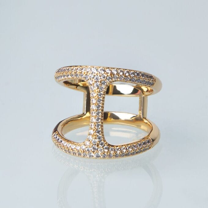 Brute Phantom Gold Plated with American Diamonds Finger Ring