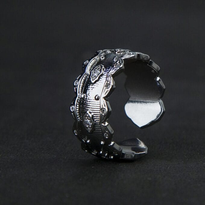 Hollow Nuts Rhodium Plated Finger Ring