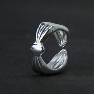 Mega Bow Silver Plated Finger Ring