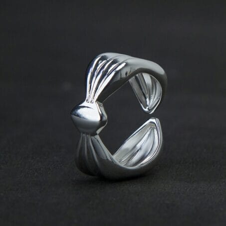 Mega Bow Silver Plated Finger Ring