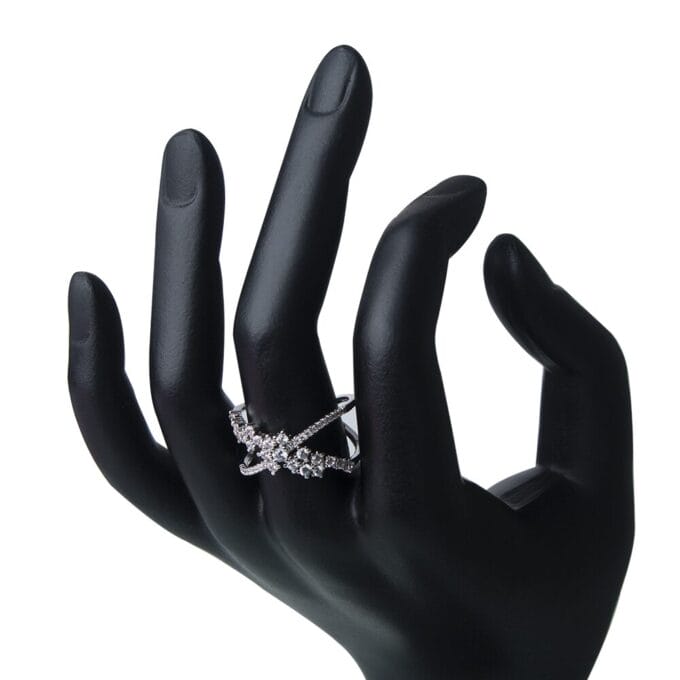 Glam X Statement Silver Plated Cubic Zirconia Ring