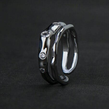 Rhodium Plated American Diamond Finger Ring