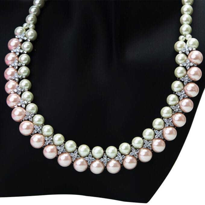 Stylish Two Layer Pink pearl jewelry deals Necklace set