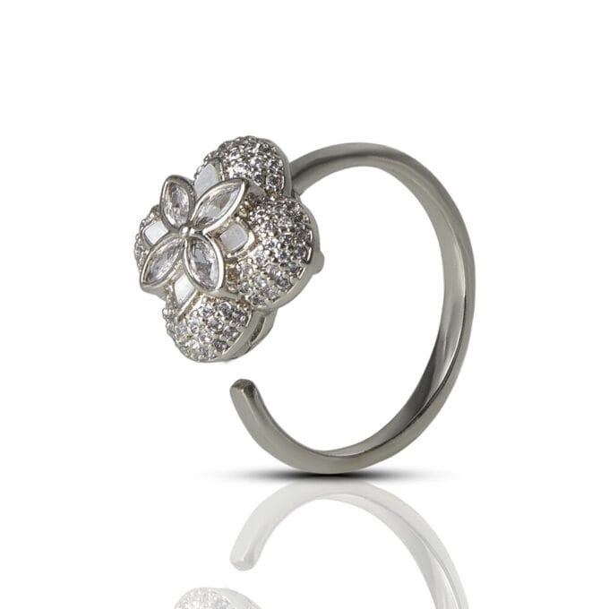 Enhanced Garden Rhodium Plated AD Finger Ring