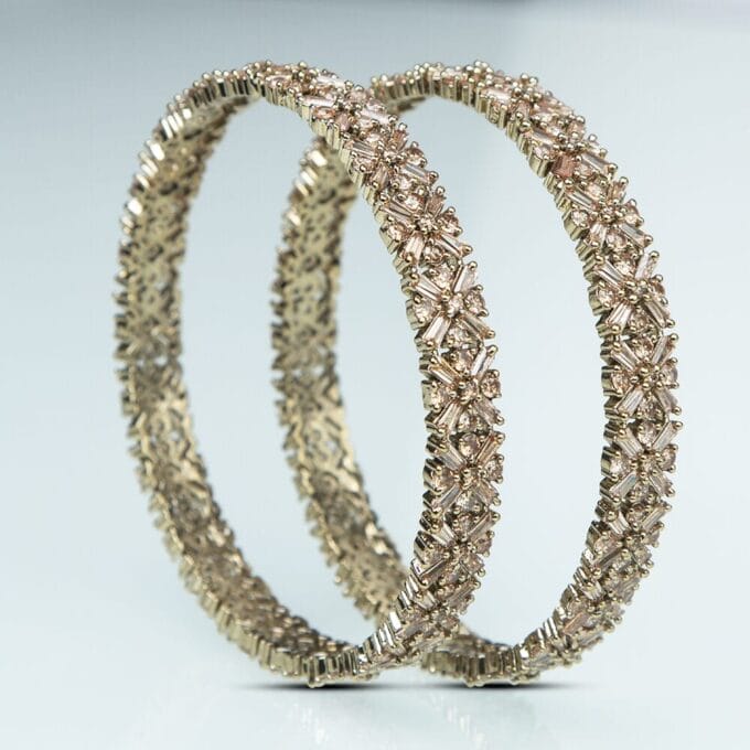 Golden Plated Stylish Cubic Zirconia Bangles