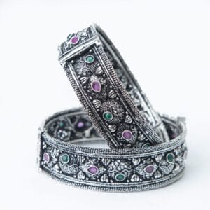 Antique Floral Designs Multi Color Created Cubic Zirconia Bangles