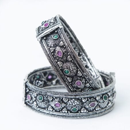 Antique Floral Designs Multi Color Created Cubic Zirconia Bangles