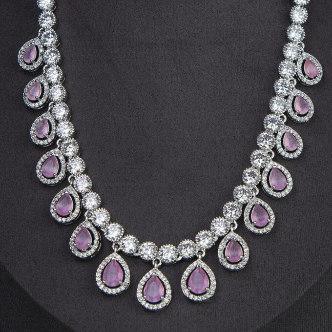 Pink Majestic Rich Necklace Set with Earrings