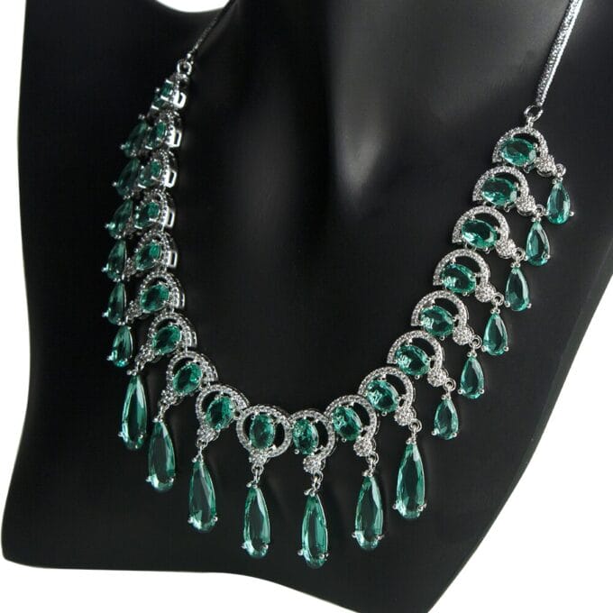 Attractive AD Diamond Rhodium Plated Necklace & Earring Set