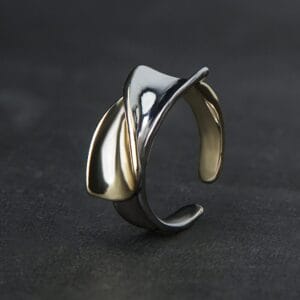Dual Tone Gold & Silver Bow Finger Ring