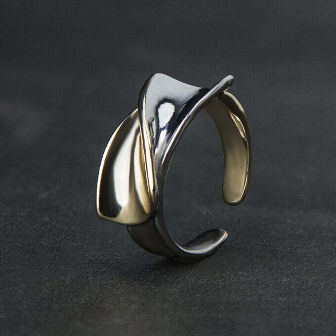 Dual Tone Gold & Silver Bow Finger Ring